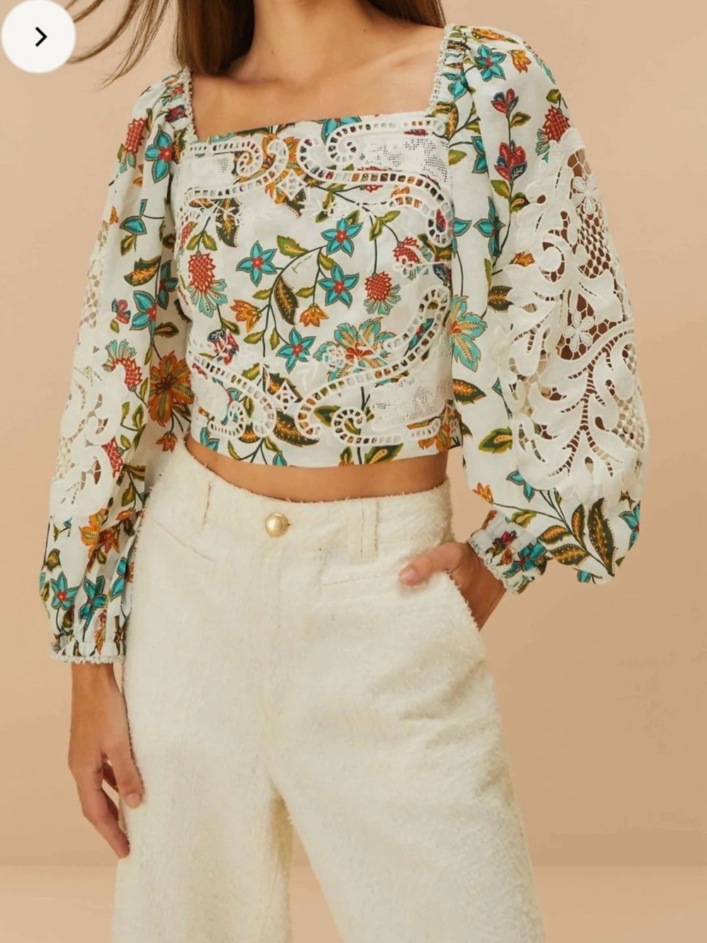 FARM rio botanicals off-white lace blouse, s, nwt